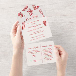 Ciao Baby Italienische Pizza Baby Shower All In One Einladung