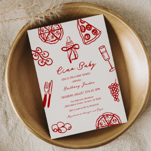 Ciao Baby Italienische Pizza-Themen-Baby-Party Einladung