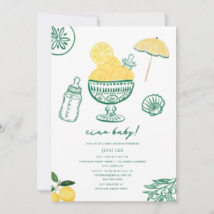 Ciao Baby Italienische Zitrone Neutrale Babyparty Einladung