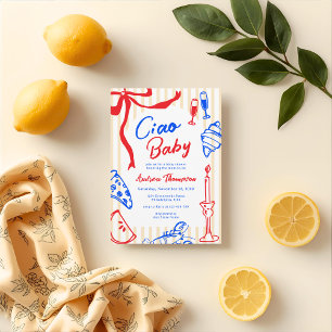 Ciao Baby Italienischer Bambino Handgezeichnete Ba Einladung