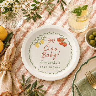 Ciao Baby Italienischer Markt Runde Babyparty Pappteller