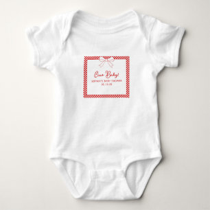 Ciao Baby! Italienisches rotes Gingham-Schleifen-B Baby Strampler