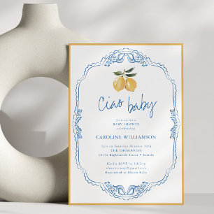 Ciao Baby Lemon Blau und Gelb Baby Shower Einladung