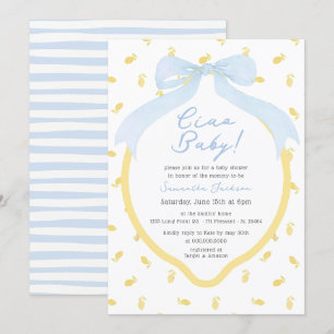 Ciao Baby Lemon & Blue Bow Boy Baby Dusche Einladung