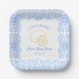 Ciao Baby! Lemon Blue Italian Baby Dusche Pappteller