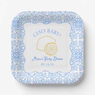 Ciao Baby! Lemon Blue Italian Baby Dusche Pappteller