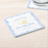 Ciao Baby! Lemon Blue Italian Baby Dusche Rechteckiger Pappuntersetzer (angewinkelt)