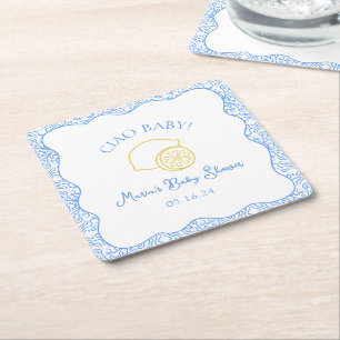 Ciao Baby! Lemon Blue Italian Baby Dusche Rechteckiger Pappuntersetzer