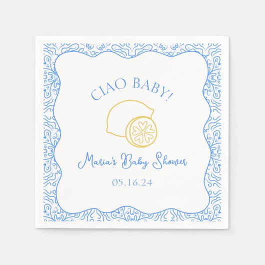 Ciao Baby! Lemon Blue Italian Baby Dusche Serviette (Vorderseite)
