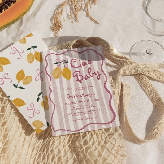 Ciao Baby Lemon Bows Girls Baby Shower Einladung