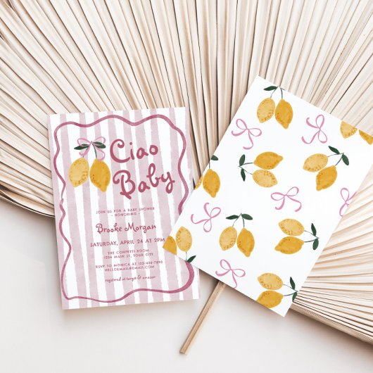 Ciao Baby Lemon Bows Girls Baby Shower Einladung