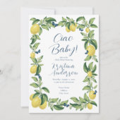 Ciao Baby Lemon Citrus Butterfly Babydusche Einladung (Vorderseite)