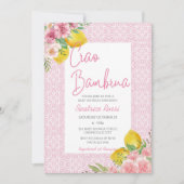 Ciao Baby Lemon Girl Pink Italienische Babydusche Einladung (Vorderseite)
