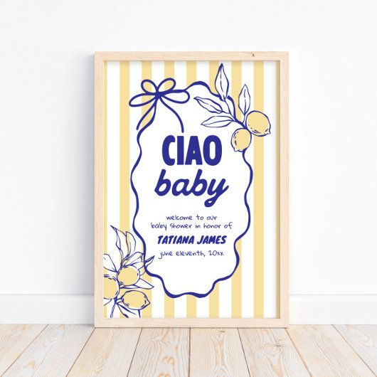 CIAO BABY Lemon Mediterrane Amalfi Babydusche Poster