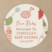 Ciao Baby Line Art Italian Pizza Baby Shower Runder Aufkleber