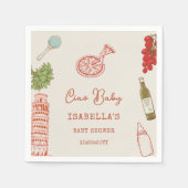 Ciao Baby Line Art Italian Pizza Baby Shower Serviette (Vorderseite)