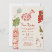 Ciao Baby Line Work Italian Pizza Baby Shower Einladung (Vorderseite)