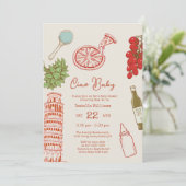 Ciao Baby Line Work Italian Pizza Baby Shower Einladung (Stehend Vorderseite)
