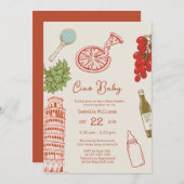 Ciao Baby Line Work Italian Pizza Baby Shower Einladung (Vorne/Hinten)