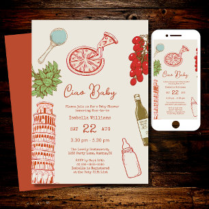 Ciao Baby Line Work Italienische Pizza Baby Shower Einladung