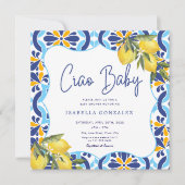 Ciao Baby Mediterranean Majolica Tile Lemon Dusche Einladung (Vorderseite)
