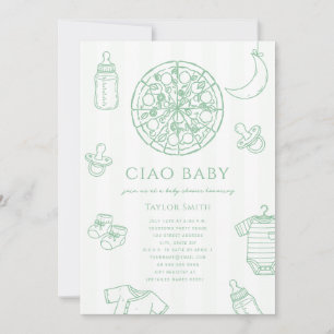 Ciao Baby Pizza Neutral Grün Baby Shower  Einladung
