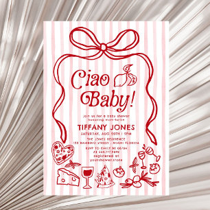Ciao Baby Red Whimsical Italienische Lemons Baby D Einladung