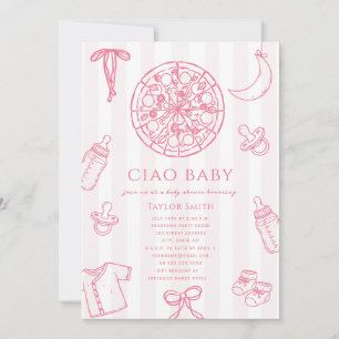 Ciao Baby Rosa Pizza Mädchen Baby Shower Einladung