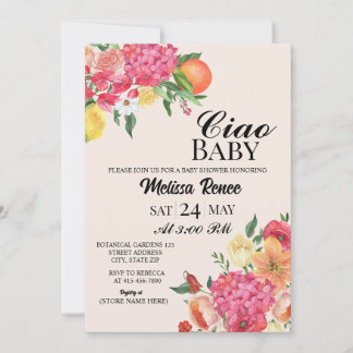 Ciao Baby shower Flower Invitation  Einladung
