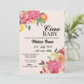Ciao Baby shower Flower Invitation  Einladung (Stehend Vorderseite)