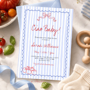 Ciao Baby Shower Italienische Tomaten-Baby-Party Einladung
