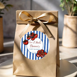 Ciao baby tomato blue Italian baby shower favor Runder Aufkleber