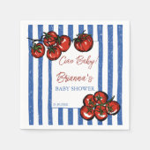 Ciao baby tomato blue stripes Italian baby shower Serviette (Vorderseite)