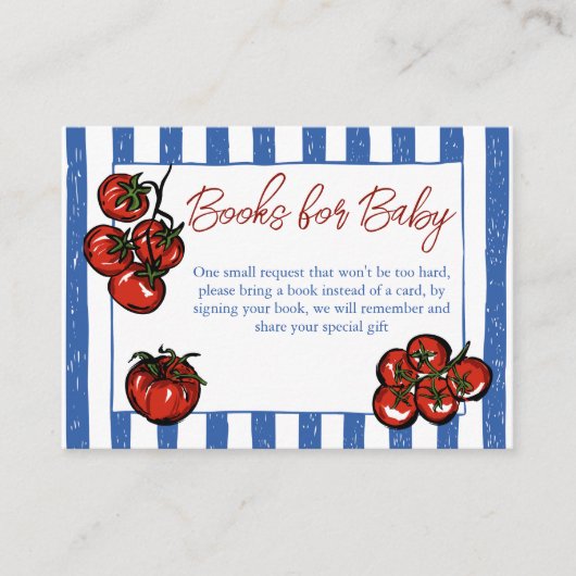 Ciao baby tomato Italian baby shower book request Begleitkarte (Vorderseite)