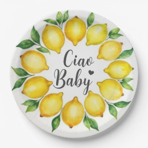 Ciao Baby Watercolor Zitronen Baby Shower Pappteller