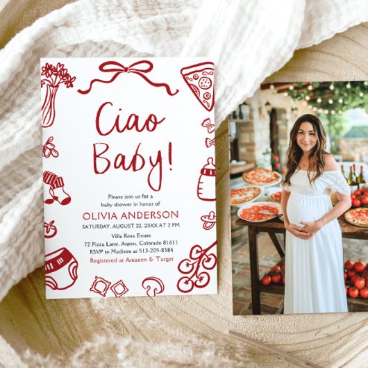 Ciao Baby Whimsical Italienische Pizza Niedlich Ba Einladung