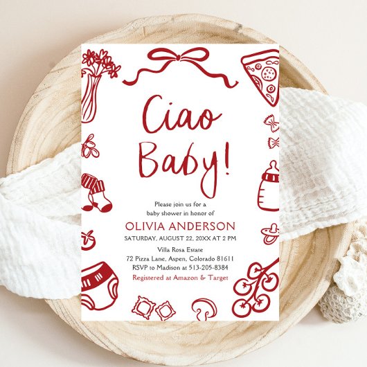 Ciao Baby Whimsical Italienische Pizza Niedlich Ba Einladung