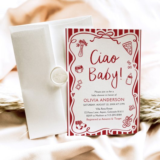 Ciao Baby Whimsical Italienische Pizza Niedlich Ba Einladung