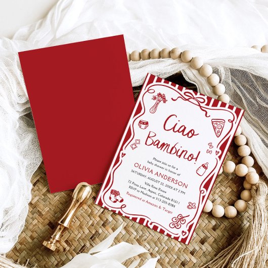 Ciao Baby Whimsical Italienische Pizza Niedlich Ba Einladung