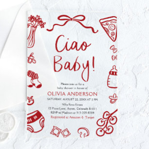 Ciao Baby Whimsical Italienische Pizza Süße Babypa Acryleinladungen