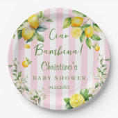 Ciao Bambina Baby Shower Pink Lemon Paper Plate Pappteller (Vorderseite)