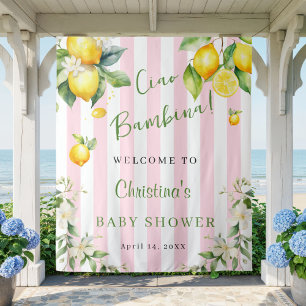 Ciao Bambina Baby Shower Rosa Zitronen Hintergrund Wandteppich