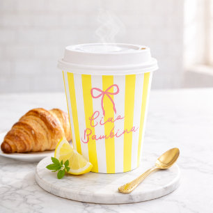 Ciao Bambina Gelbe Streifen Limette Baby-Party Pappbecher