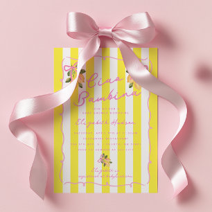Ciao Bambina Gelbe Streifen Zitronen-Baby-Party Einladung