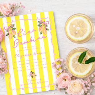 Ciao Bambina Gelber Streifen Zitrone Baby Shower Einladung