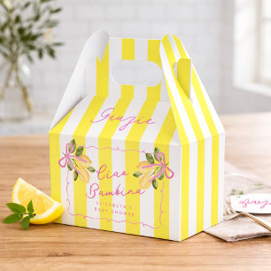 Ciao Bambina Gelber Streifen Zitronen-Baby-Party Geschenkschachtel
