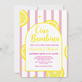 Ciao Bambina Pink and White Baby Shower Invitation Einladung