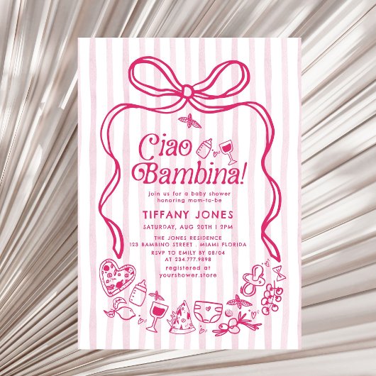 Ciao Bambina Pink italienische Lemons Babydusche Einladung