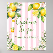 Ciao Bambina Pink Stripe Lemon Custom Sign Poster (Vorne)