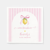 Ciao Bambina Pink Striped Lemon Baby Shower Serviette (Vorderseite)